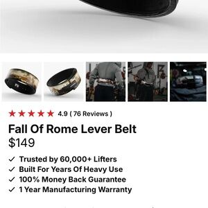 Fall Of Rome Lever Belt - Black with Antique Print for heavy lifting